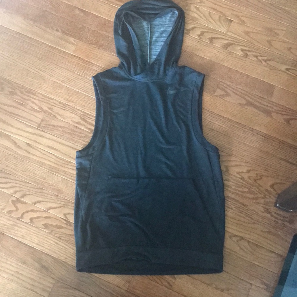 Grey sleeveless hoodie